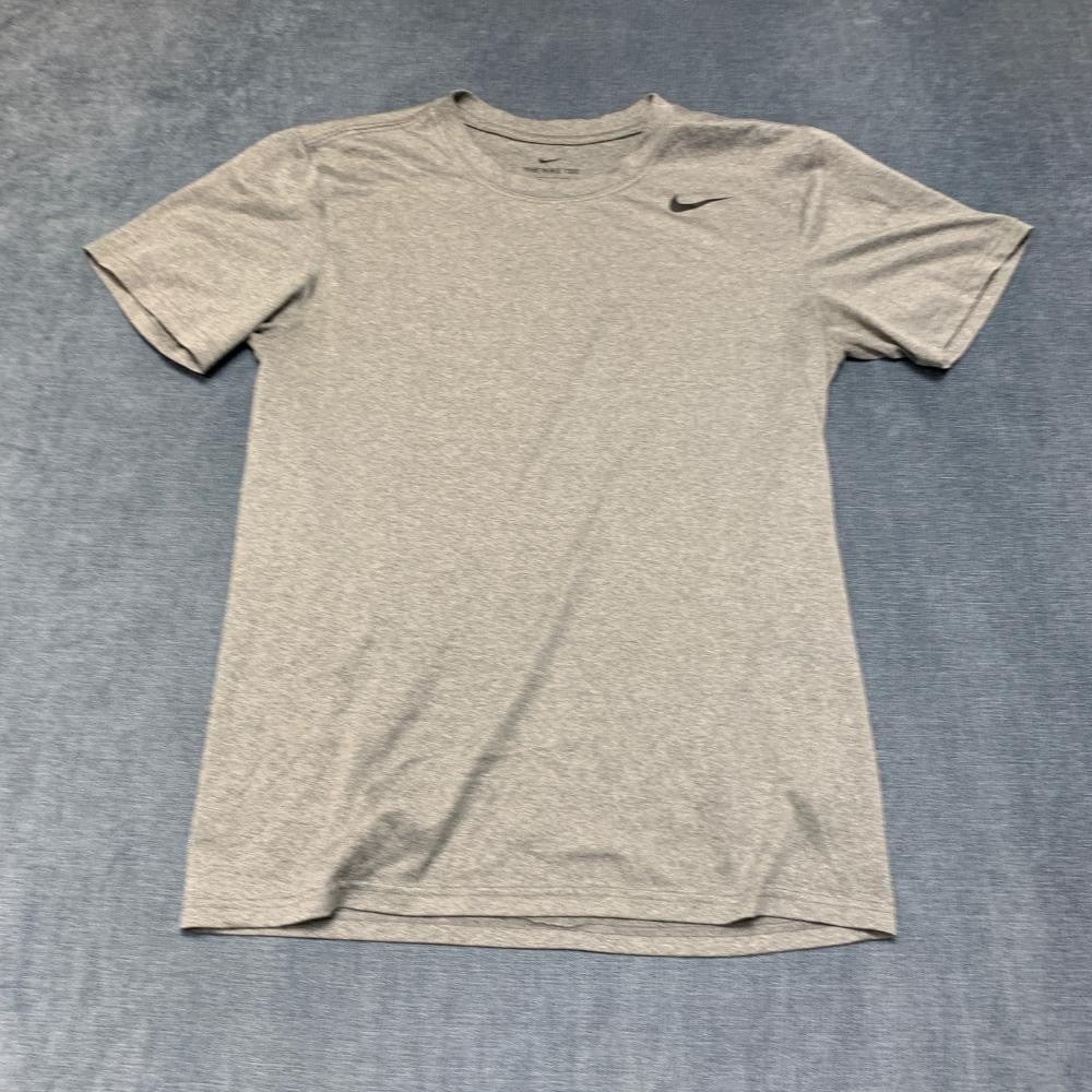 Nike Dri Fit T-Shirt Mens Small Heather Gray Swoosh Logo Running Training Tee